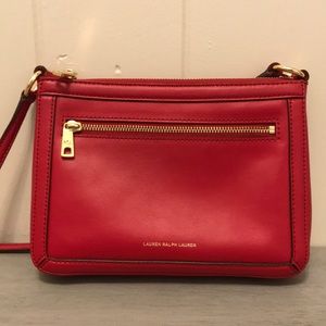 Lauren Ralph Lauren Red Leather Crossbody Purse